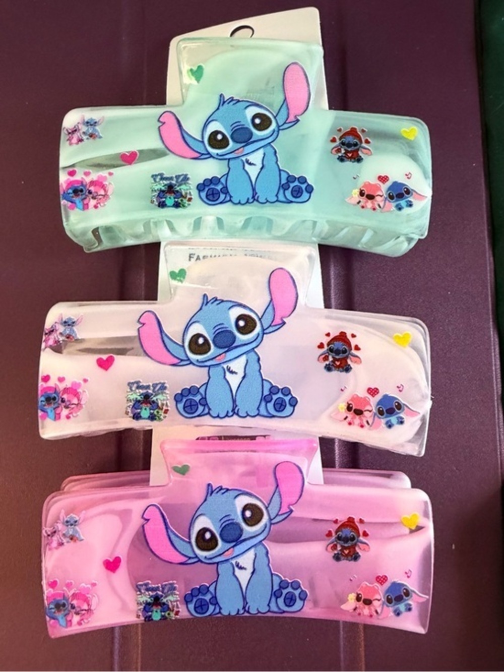 Cute Stitch Claw Clip for Girls - Mint, White, Pink